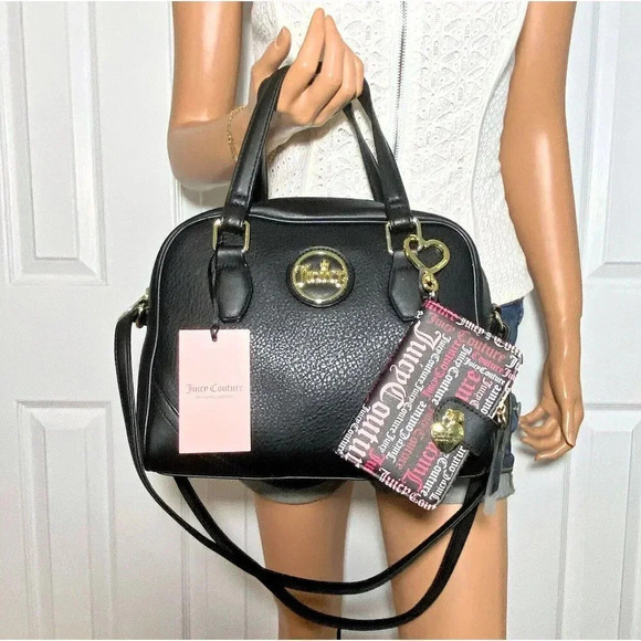 Juicy Couture If The Crown Fits Black Bag & Hang On Tight Tab Card Wallet NWT - Picture 1 of 10
